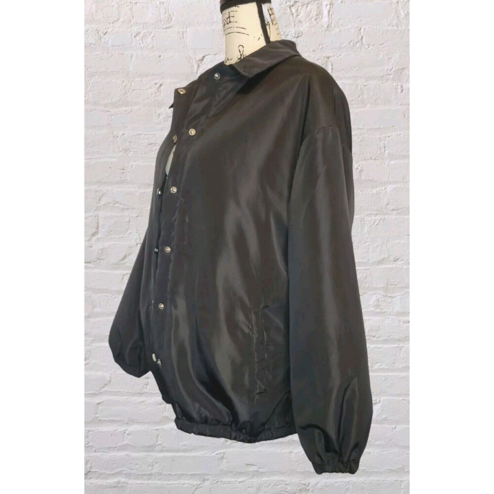 Missguided Bomber Puffer Jacket Womens US 4 Black Snap Oversized Streetwear